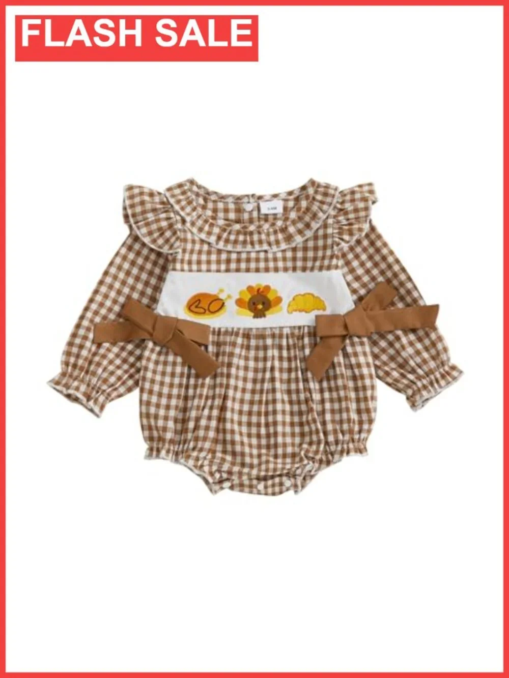 Newborn Baby Girl Thanksgiving Romper Long Sleeve Cotton Bodysuit